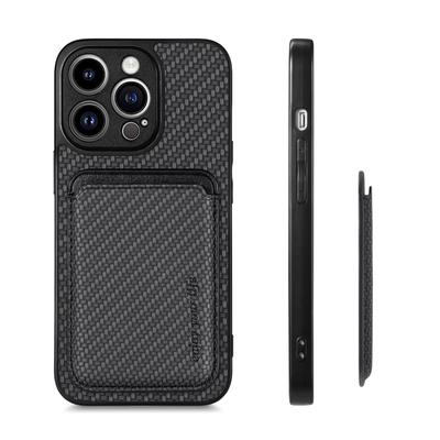 Carbon Fiber Style PU Leather for Magsafe Case for iPhone 16 15 Pro Max 16e 14 Plus 11 12 13 Mini Cover Magnetic Card Holder LM2
