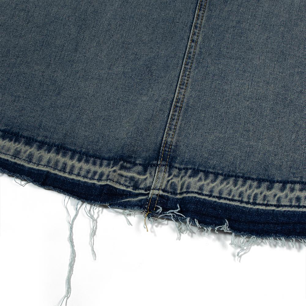 MOAA Raw Hem Denim Midi Skirt (Washed Jean)