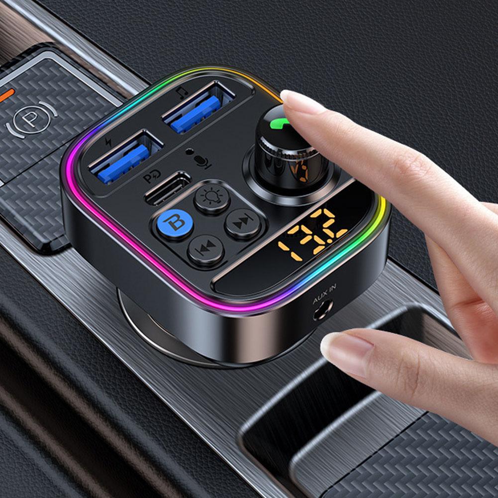 V5.3 FM Transmitter Car Adapter, Type-C PD30W And Dual USB QC 3.0 Ports Car Charger, Hands Free Calling, Wireless Radio MP3 Player Stereo Music Audio