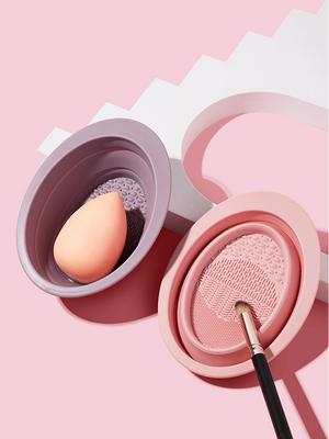 Make-up-Pinsel-Puff-Reinigungsschüssel Silica Gel Faltbares tragbares Schönheits-Ei-Reinigungswerkzeug für Frauen