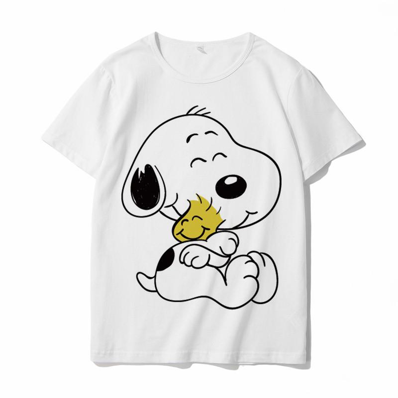 Snoopy Cartoon Animation Joint-Design Short-Sleeved Children's and Adult T-Shirt Summer Loose-Fitting Versatile Half-Sleeve Top