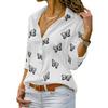 English Fashion Shirt With Butterfly Print And Spandex For Casual Wear