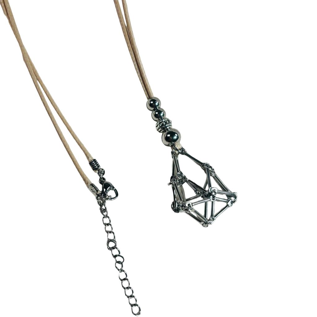 Adjustable Crystal Cage Necklace For Natural Stones Mesh Pendant Clavicle Chain Unisex Jewelry Gift For Men And Women