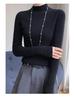 Women's Slim-Fit Semi-High Neck Long Sleeve Knitwear Pullover for Autumn and Winter