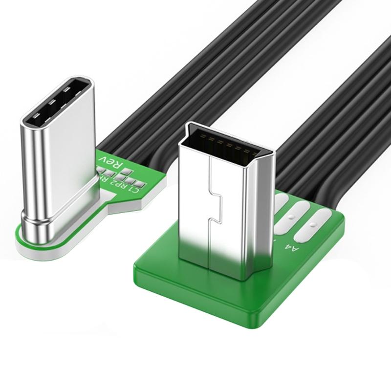 Multiple Length Option Right Angle To USB Charging Wire For Portable Devices Charging Cord Data Transfer