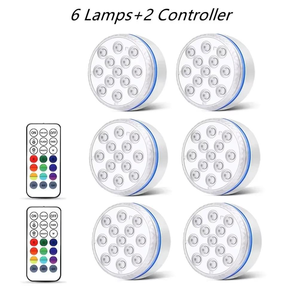 Newest Submersible 13LED Underwater Light with Remote Control Underwater Pool Light IP68 Bright Lamp RGB for Pond/Pool/Aquarium