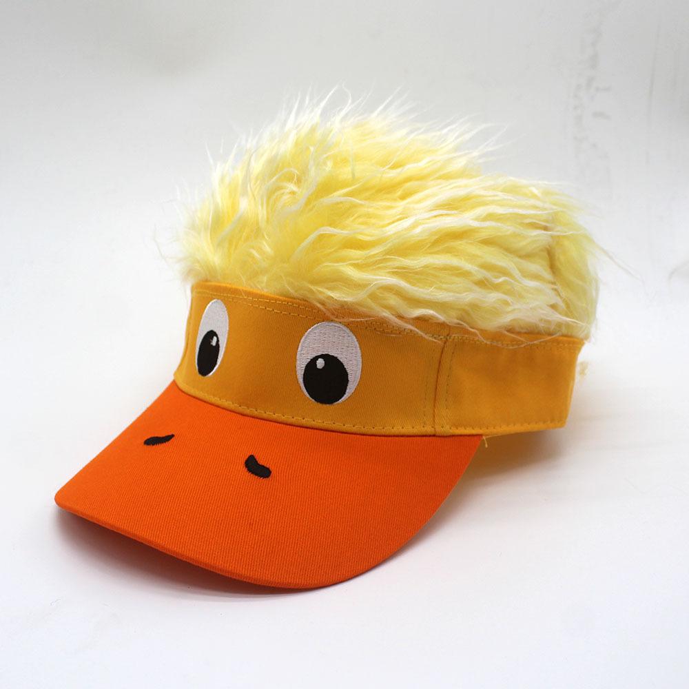 Cartoon funny personality versatile wig hat baseball cap holiday dress up travel duckbill hat