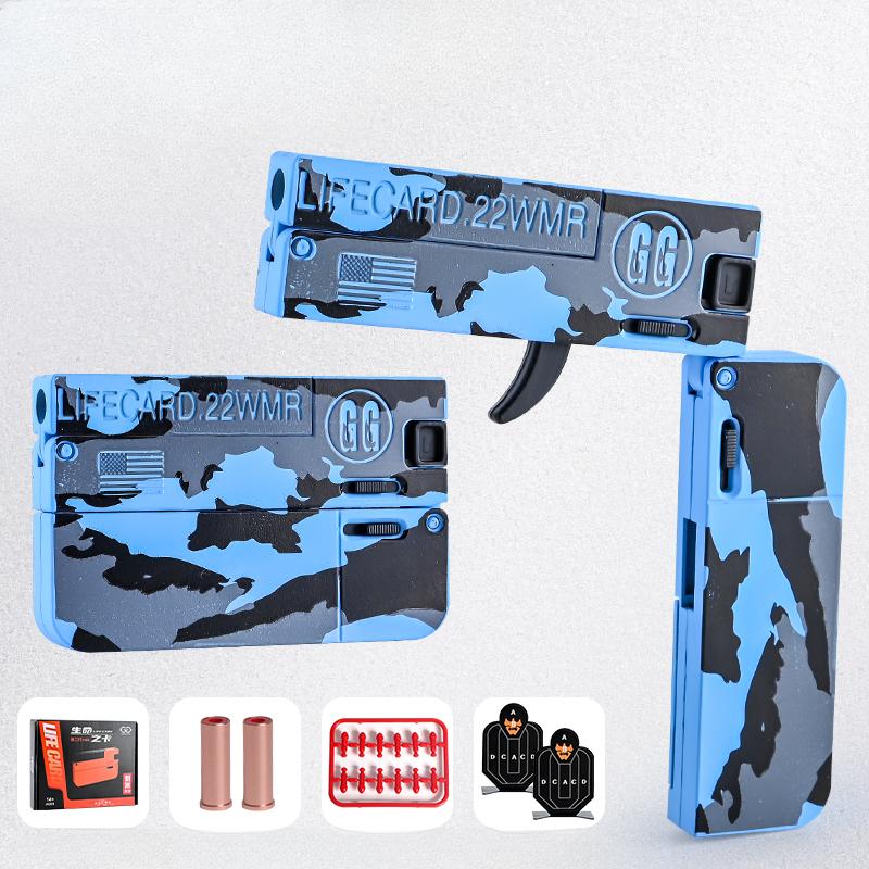 2.0 Lifecard Îmbunătățit Aliaj Pliabil Jucărie Armă Blaster cu Gloanțe Moi Model Pistol de Tir Pentru Adulți Copii Băieți Cadouri de Ziua de Naștere