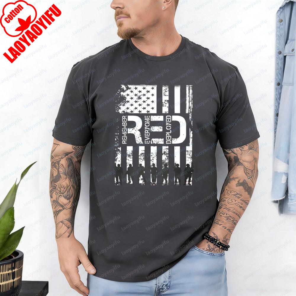 RED Friday Tshirt Remember Everyone Deployed Patriotic Casual Cotton Tee Military Tribute Patriotic Vintage Classic Tops for Men