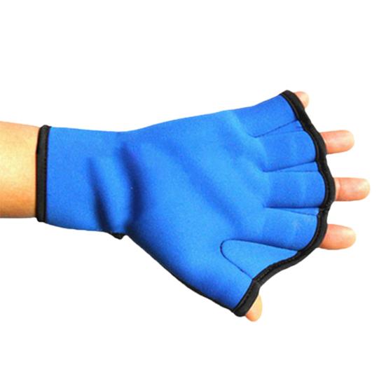 1 Pair Swimming Gloves Water Resistance Adjustable Wrist Strap Half Finger Aquatic Swimming