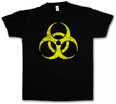 Black Biohazard Vintage Symbol T Shirt