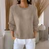 Women's Fashionable Casual Knitted Top Loose-Fit Solid-Colour Long-Sleeved Jumper