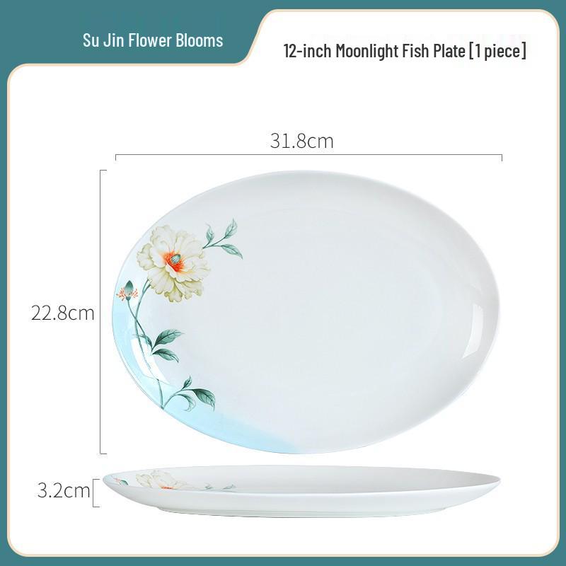 Tangshan Bone China New Chinese Style Tableware Set: Bowls and Plates Collection