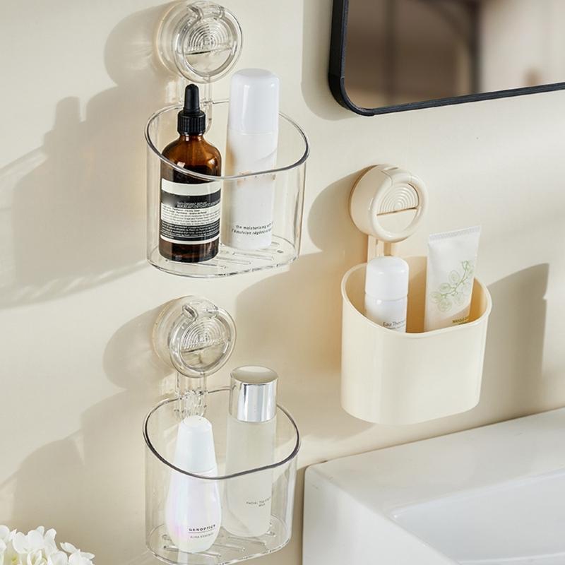 Multifunctional Adhesive Bin For Shower And Kitchen Storage Securely Holds Items Without Drilling Modern Simple Style