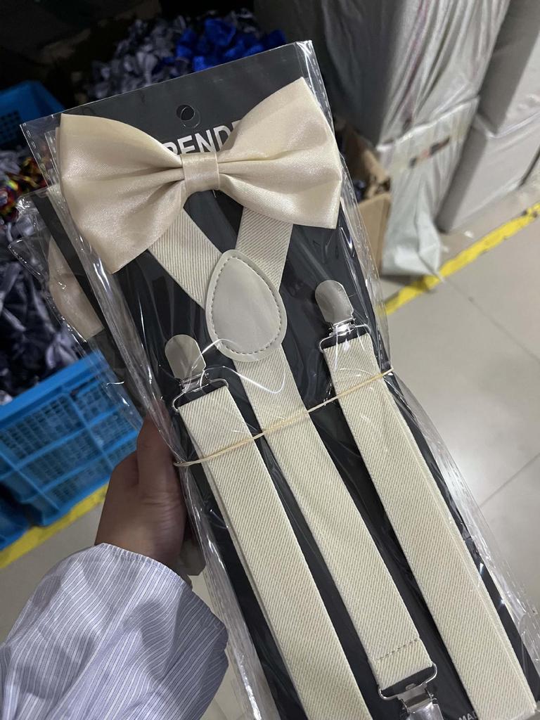 Universelle einfarbige 2,5" elastische Hosenträger für Erwachsene mit passender Fliege