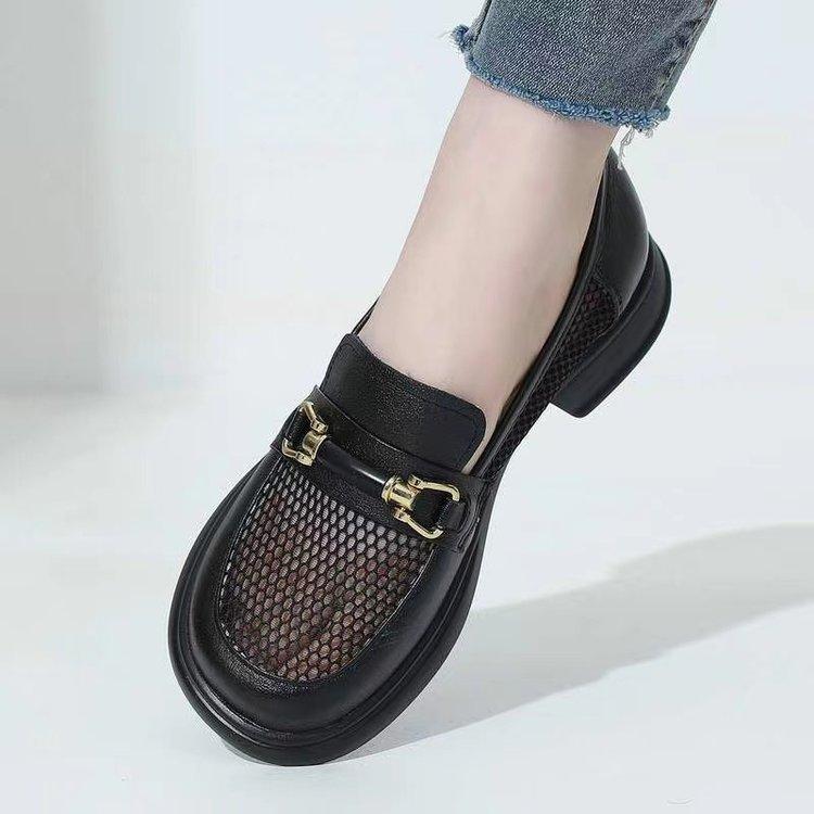 Mesh Zapatos Para Mujeres 2024 Spring Breathable Hollowed Out Loafers Casual Slip On Flat Mesh Leather Footwear Luxury Shoes
