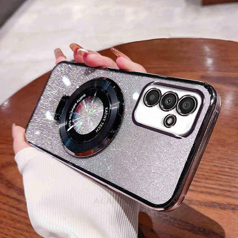 

M 14 34 54 55 52 Блестящий держатель с силиконовым чехлом для Samsung Galaxy M14 M34 M54 M55 M53 M52 M23 M51 A04s A05s Подставка M55