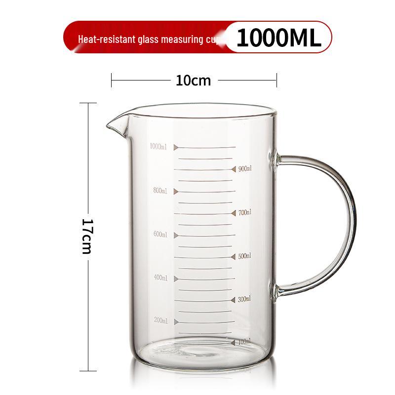 High-Temperature Resistant Glass Measuring Cup with Handle, for Baking, Milk, Juice, or Water.