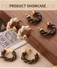 Retro Cable Knit Leather Earrings: French Chic C-Shaped Gold-Plated Copper Hoops