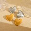 Large Polished Heart Titanium Steel Earrings 18K Gold Stainless Steel Heart Studs Women's Fashion Trendy Ear Jewelry