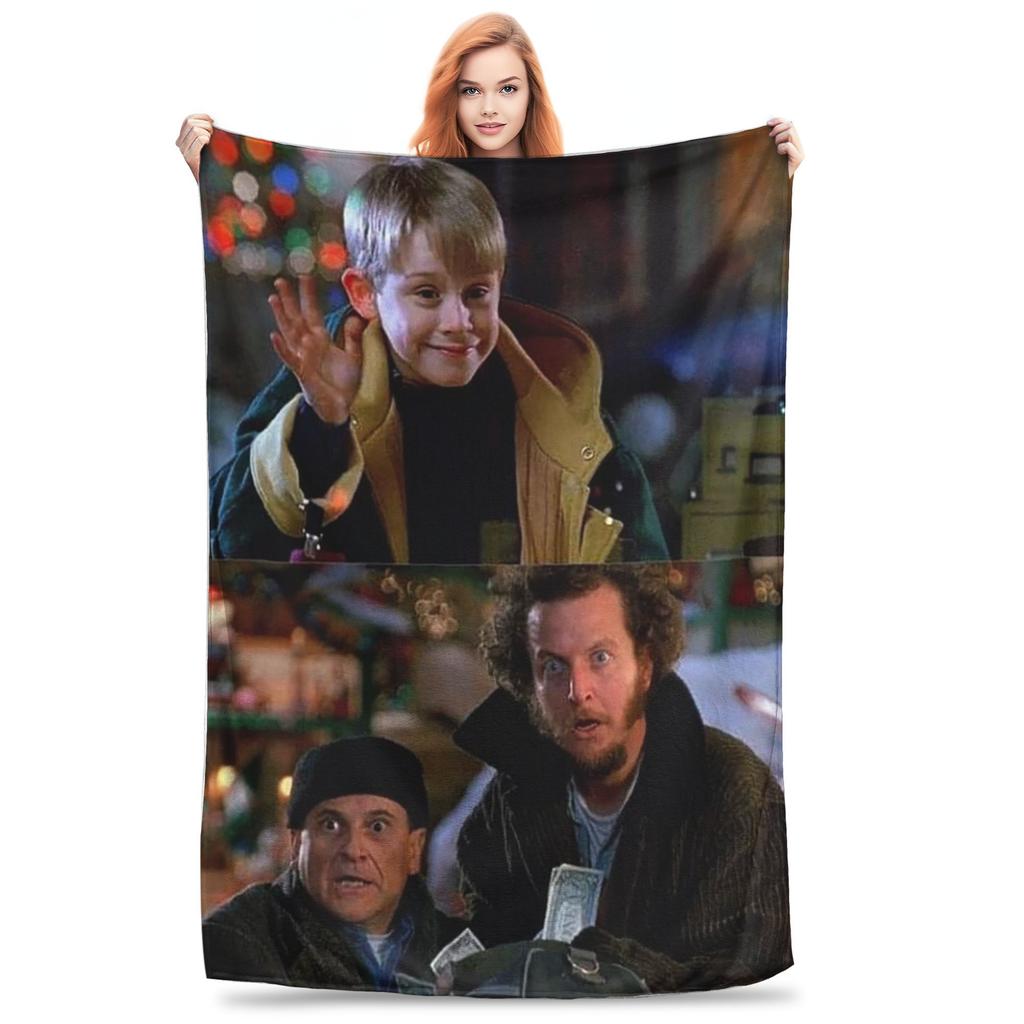 Flannel Throw Blanket Home - Comedy Film Home Alone Funny Warm Plush Blankets Soft Bedding for Bed Living Room Home Travel Couch
