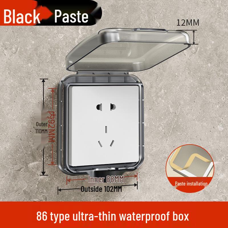 Type 86 Waterproof Bathroom Switch Socket Cover - Transparent Adhesive Splash Box for Power Protection
