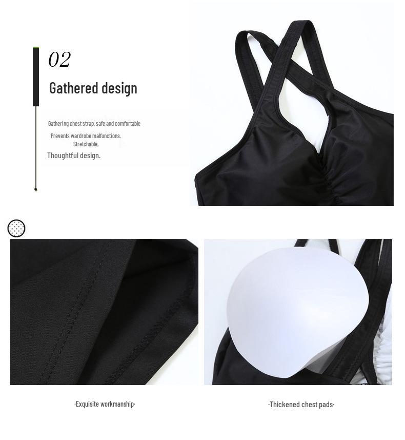 Korean Style Slimming Sport Swimsuit for Women - Plus Size One-Piece with Safety Pants