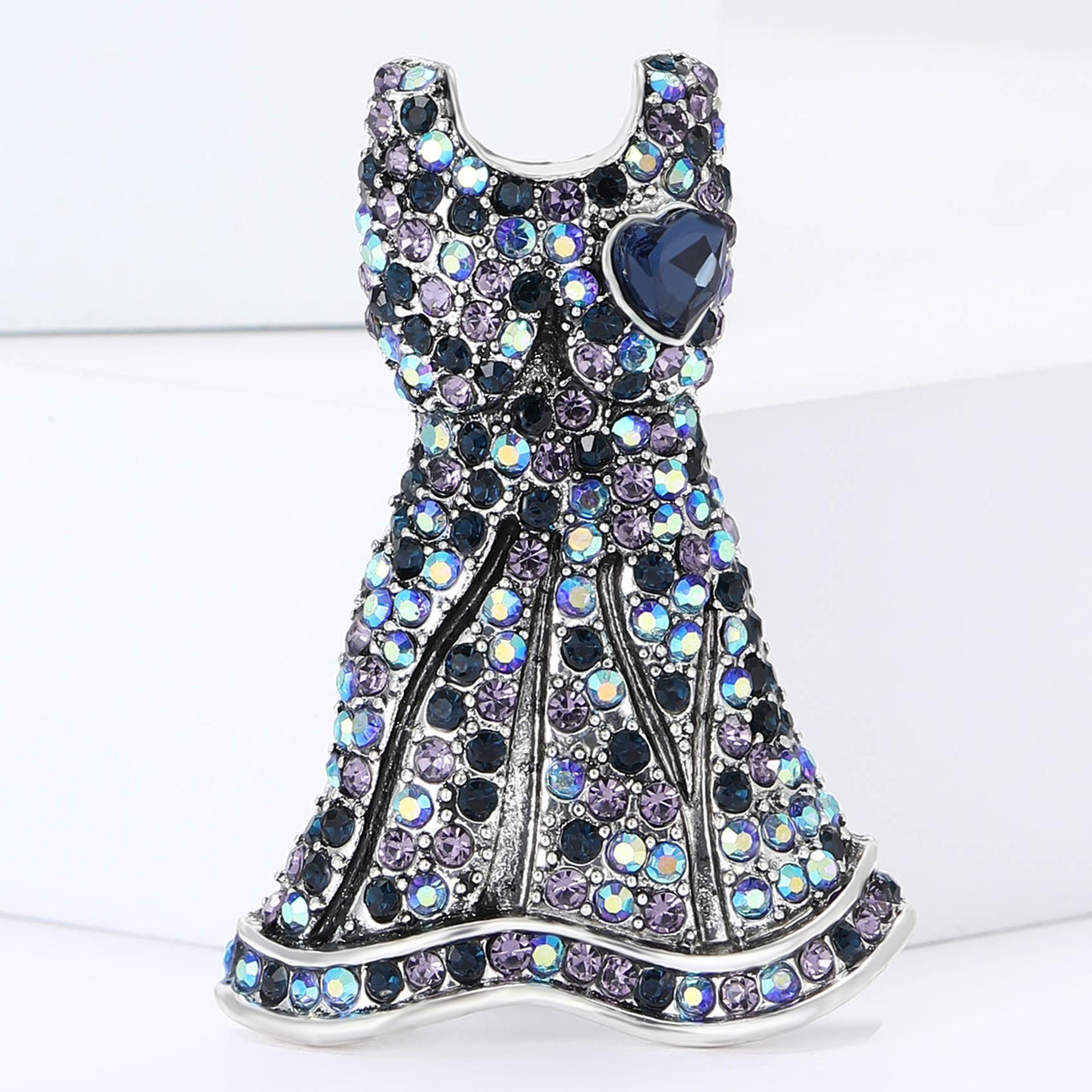 

Модная брошь на юбку из сплава со стразами, нагрудный цветок, аксессуар синий