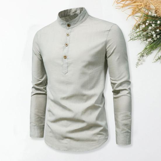 Męska koszula biznesowa Slim Fit ze stójką Lekkie, oddychające, stylowe koszule męskie z długim rękawem