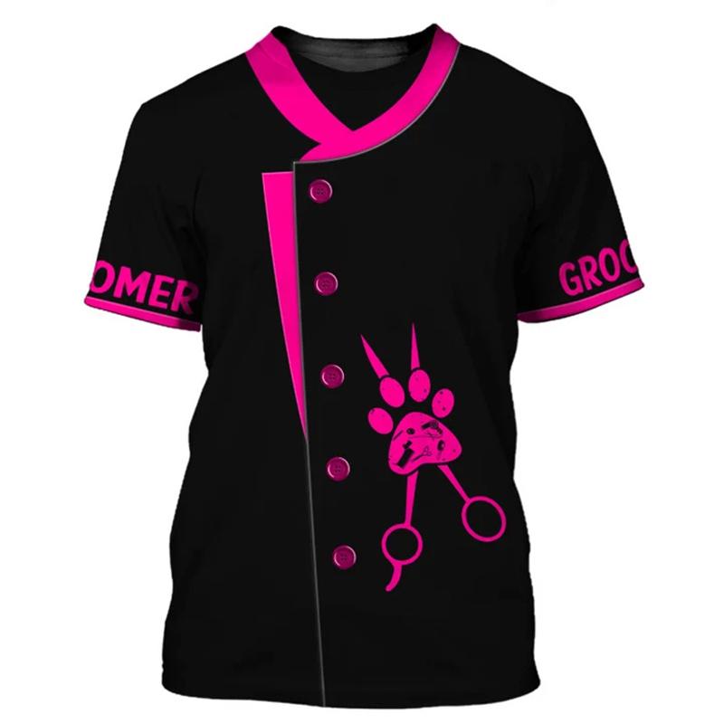 Neues Hundepflege 3D-Druck Damen Herren Haustierpfleger Arbeitskleidung Uniform T-Shirt Streetwear T-Shirts Harajuku Unisex Oversized T-Shirts Tops