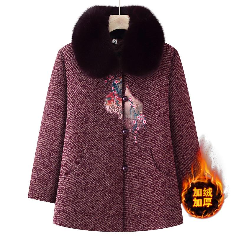 

Матери среднего и пожилого возраста носят зимние шерстяные куртки, флис для тепла и зимнюю одежду бабушки, норковые топы и утепленную одежду. 5XL [recommended 150-80kg] фиолетовый