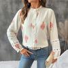 New Autumn Casual Ethnic Style Coat with Lace Single-button Stand-up Collar and Printed Shirt for Women