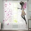 Forest Fairy Flower Butterfly Girl Tulle Curtains Living Room Bedroom Decor Chiffon Voile Kitchen Window Curtain Light Filtering For Made Of Polyester