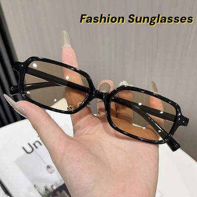 Trendy Versatile Small Square Frame Sunglasses Lightweight Riding Fishing Driving Outdoor Uv Resistant Shades Glasses
