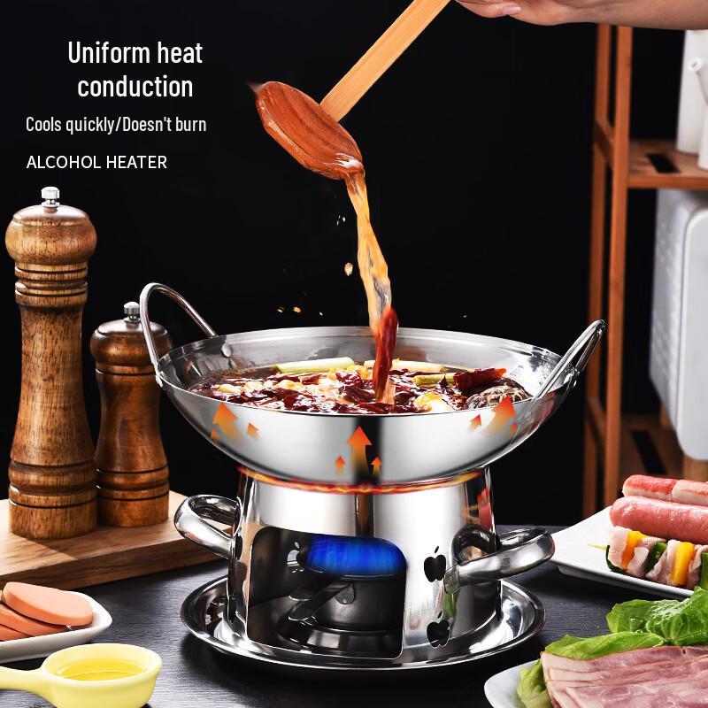 GOWKE Thickened Stainless Steel Alcohol Hot Pot Set