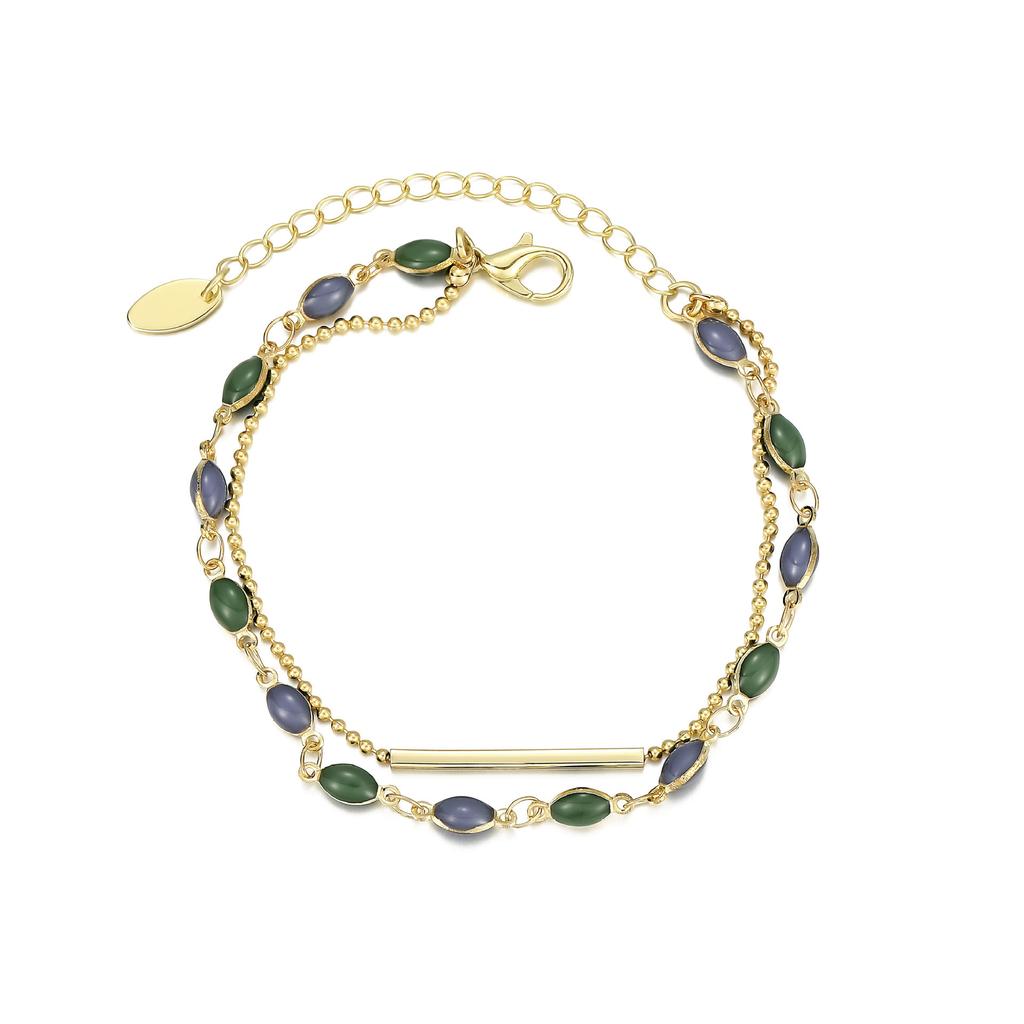 Wind Stacked Bracelet, French Retro Double-Layer Bracelet Women'S Light Luxury Jewelry