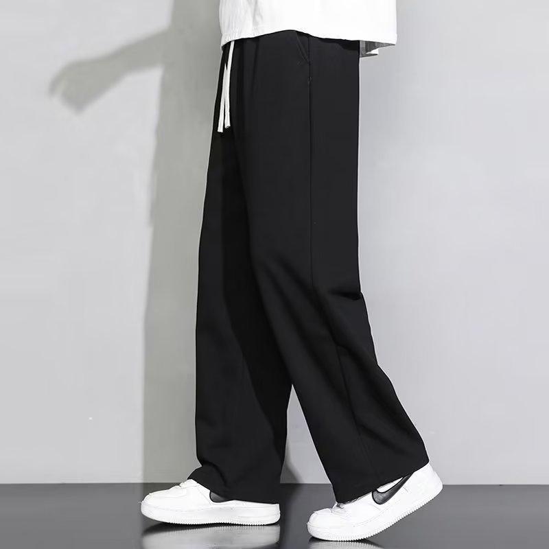 Men's Gray Summer Lightweight Wide-Leg Sweatpants - Casual, Versatile, Loose-Fit Sports Pants