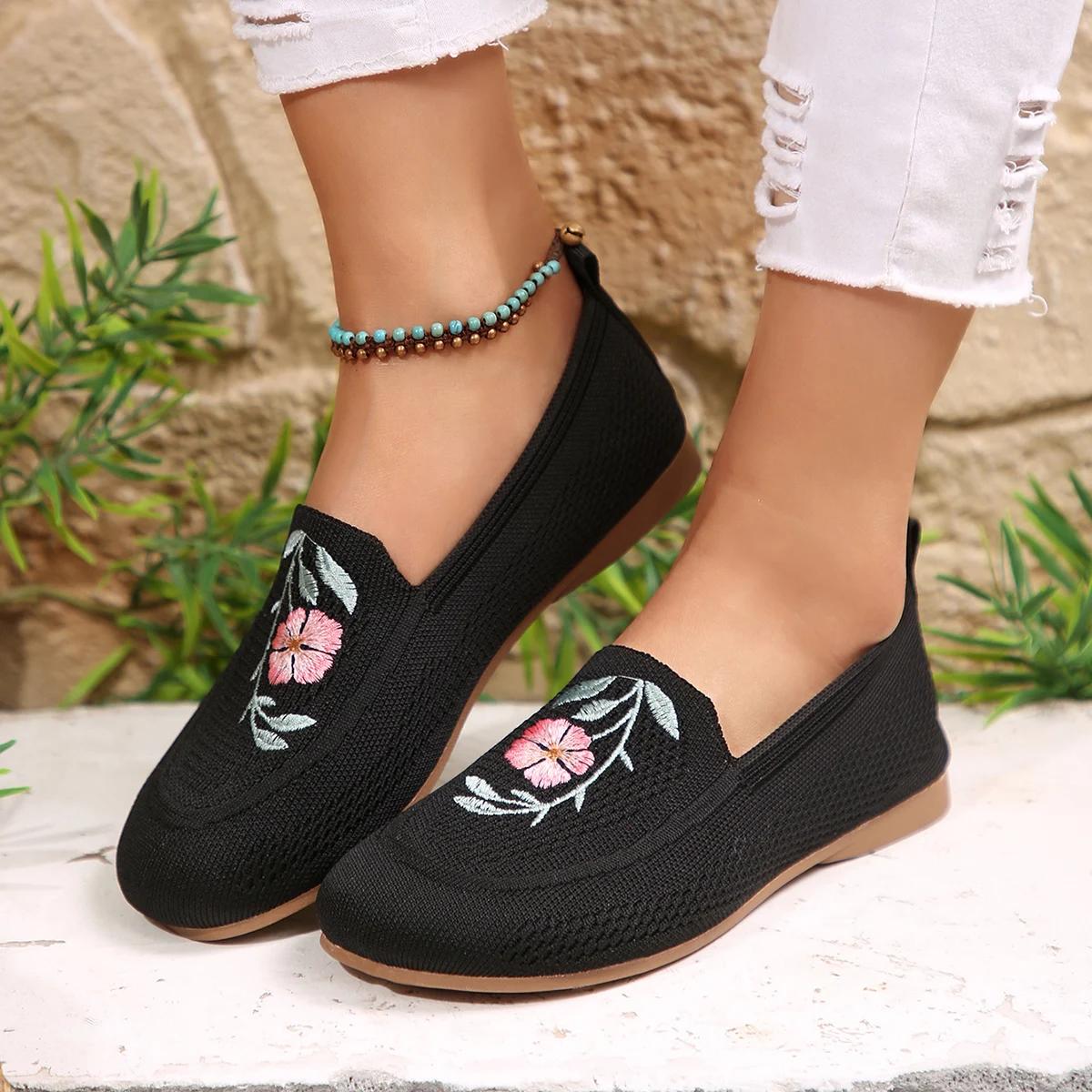 

Women Flats Spring 2025 New Sneakers Women Breathable Lightweight Non-Slip Loafers Wear-Resistant Casual Flat Shoes 43 чёрный