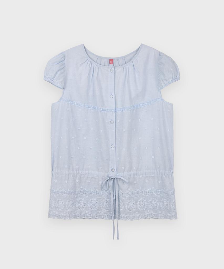 SINOON Eyelet Layered Blouse (Blue)