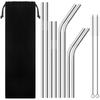 Stainless Steel Reusable Milk Tea Coffee Straws Set For Adults