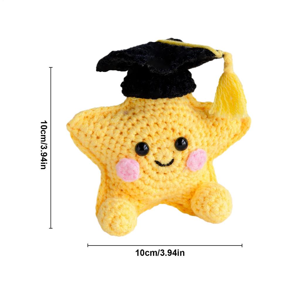 

Crochet Positive Handmade Cute Funny Graduation Star Crochet Inspirational Doll For Living Room Bedroom Office Car Bookshelf
