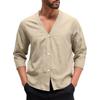 Men's Casual ,color Linen V,neck Long,sleeved Button,down Cardigan