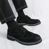 Men's Business Formal Shoes Embossed Matte Leather Brogue Wedding Shoes Adult Footwear Non-Slip Sole Basic Ankle Cover