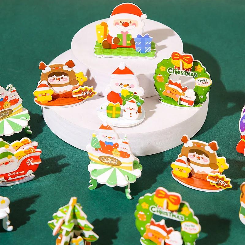 30Pcs Mini Cartoon Santa Claus Snowman Paper Jigsaw Puzzles Educational Toy for Kids Christmas Party Favors Kindergarten Rewards