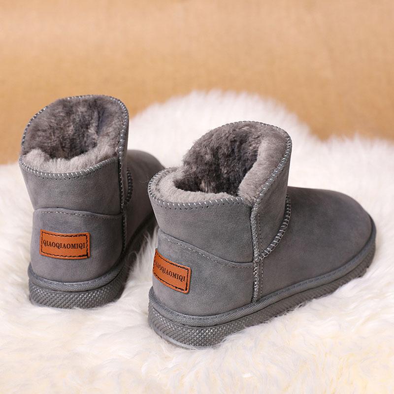 Snow Boots Winter Velvet Thickened Large Cotton Shoes Bread Black Leather Surface Fur Integrated
