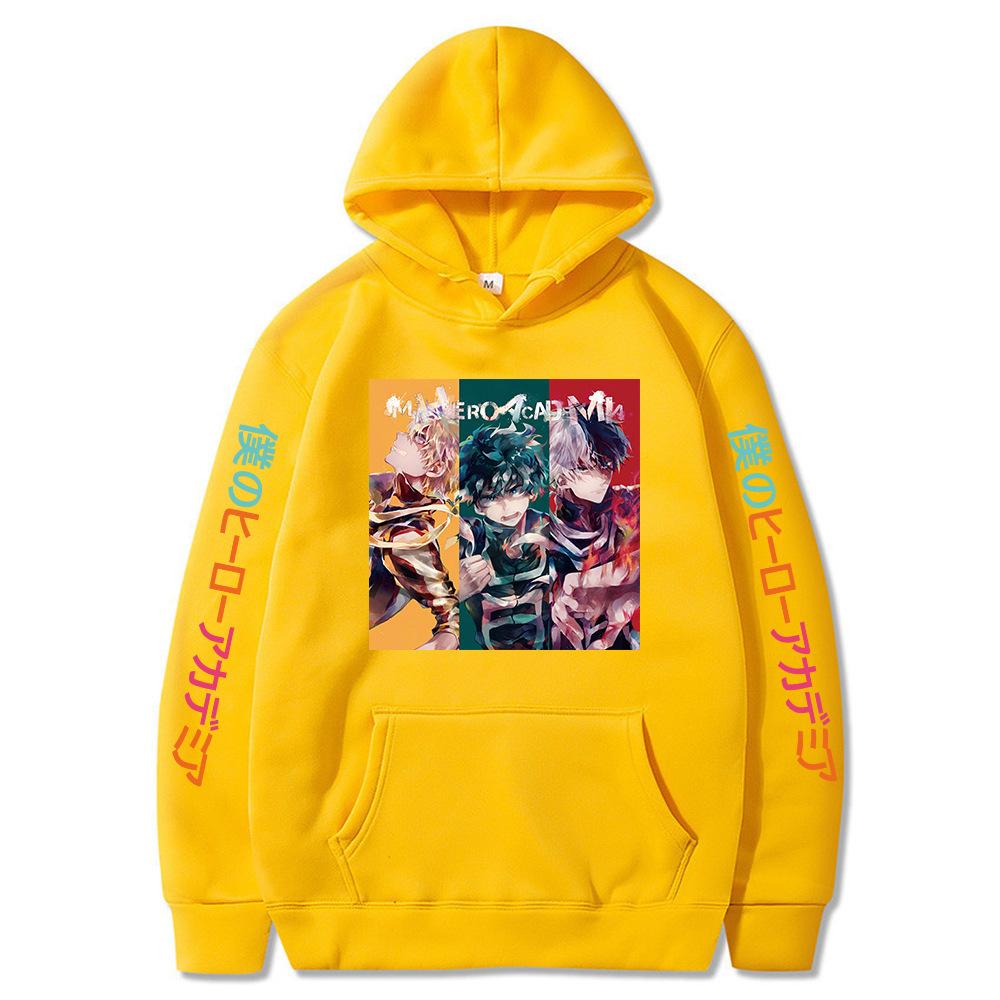 

Академия Еврокода, мультяшный день, манга-принтованный свитер с капюшоном 3XL жёлтый