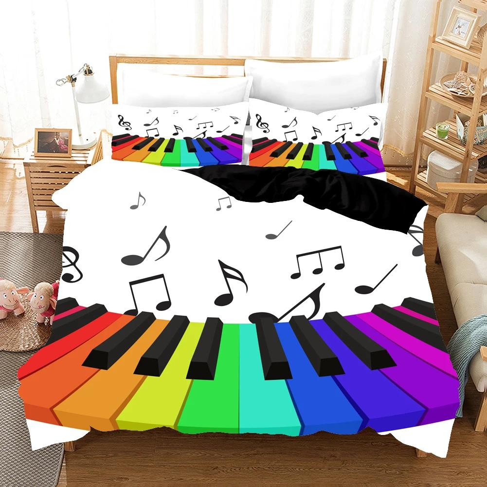 Lovers Guitar Duvet Cover SetBedding PrintMusic PatternBedclothesQuilt Covers With PillowcasesHome Textile For Teen Boy