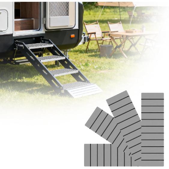 PENSUN RV Step Covers 4 Pack, Non Slip RV Step Carpet 24" x 7.5", EVA Foam RV Stair Covers, Trimmable Self Adhesive Camper Step Rugs for RV Steps,