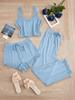 Popular Women's Three-Piece Lace Trim Pajama Set: Camisole, Shorts, and Long Pants