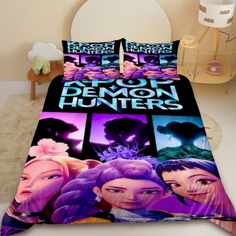 Комплект пододеяльника Saja Boys KPop D-Demon H-Hunters Комплект постельного белья Чехол для одеяла Подарок с 2 наволочками Декор спальни EU Double200x200cm